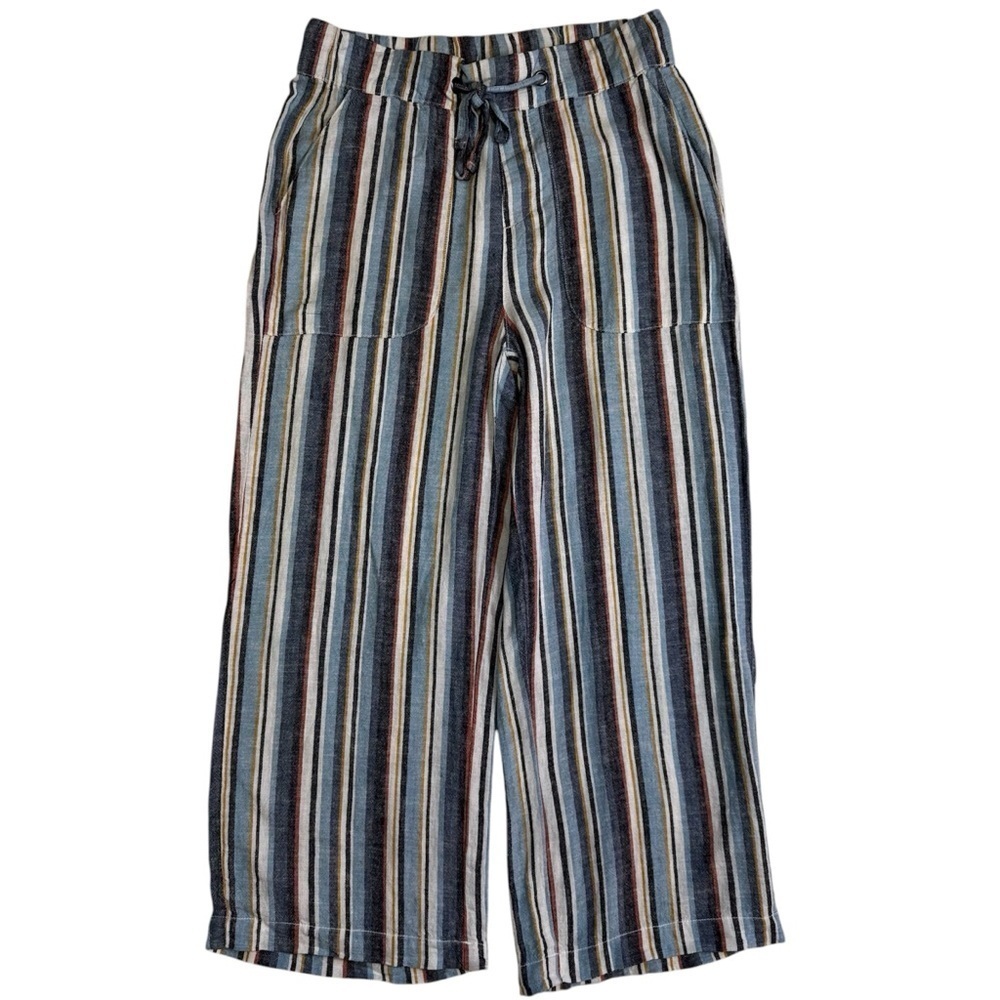 Naturals D&Co Linen  Blend Pull on Pants Milticolored Striped Pants Size XXS NWT